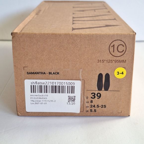 Vivaia Samantha Square-Toe Loafers, Size 8 EU39 Black, EUC - Picture 3 of 6